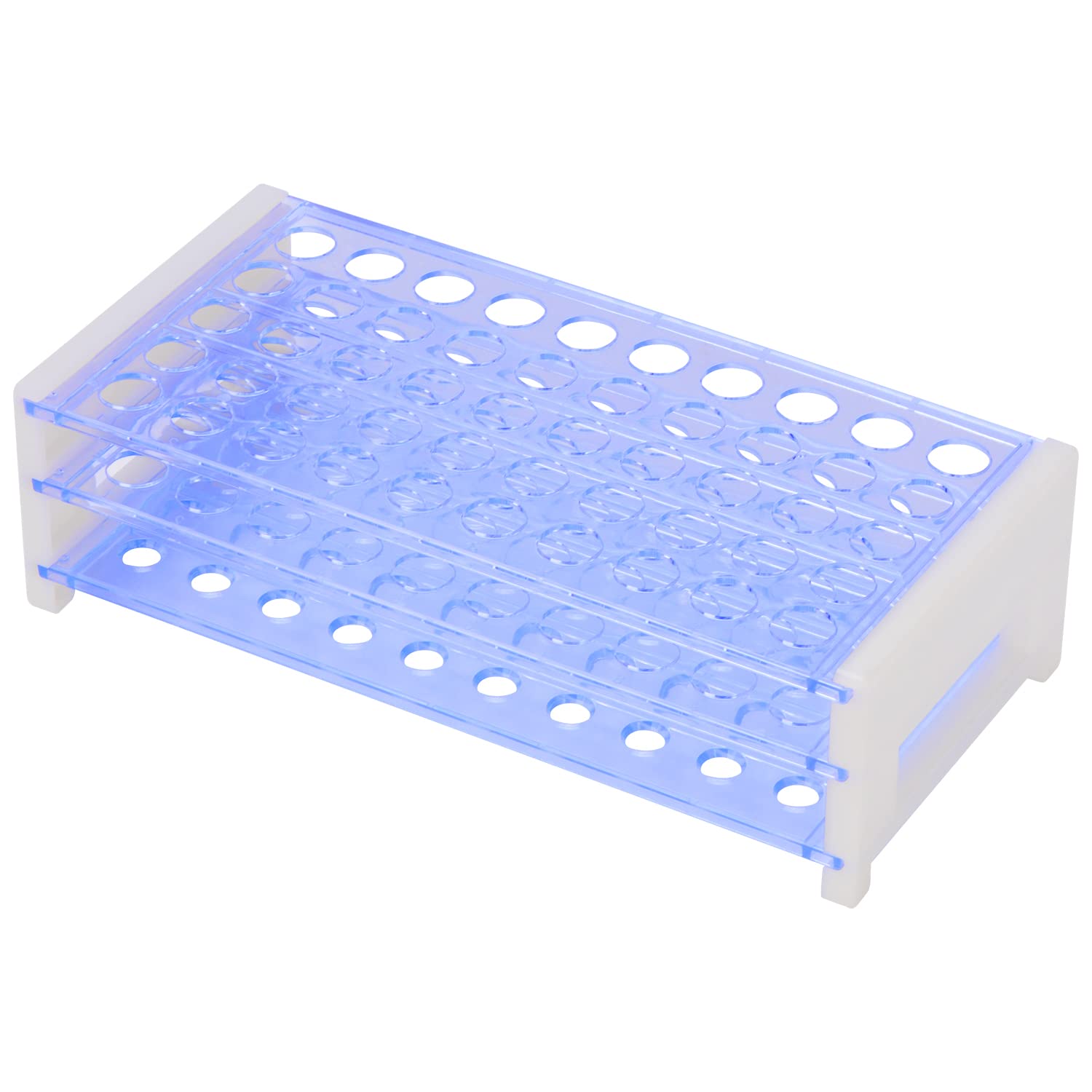 stonylab Test Tube Rack, 3-Tier Detachable Blue Plastic Test Tube Rack Tube Holder Stand Rack for Laboratory Scientific Experiments, 13 mm 50-Place-0