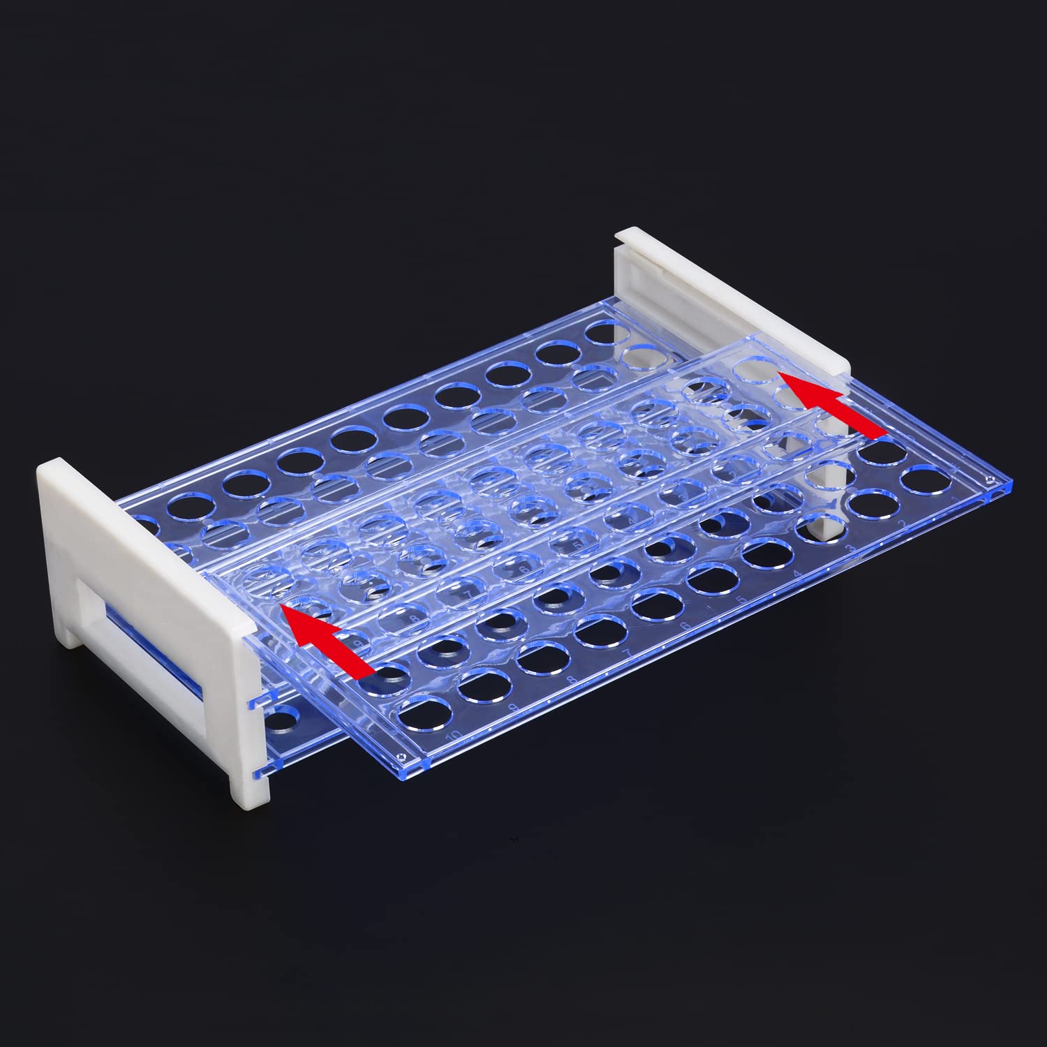 stonylab Test Tube Rack, 3-Tier Detachable Blue Plastic Test Tube Rack Tube Holder Stand Rack for Laboratory Scientific Experiments, 13 mm 50-Place-3