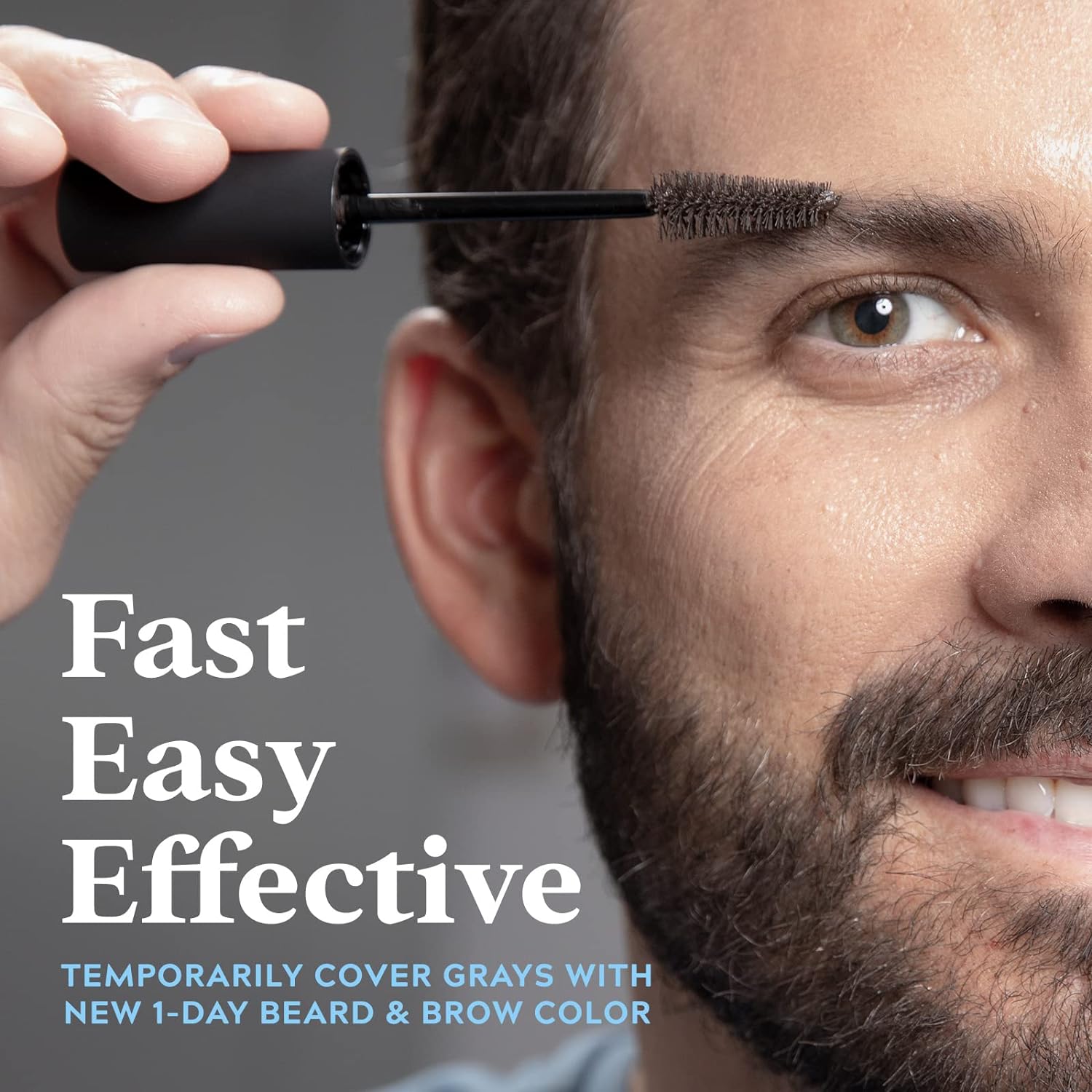 Just For Men 1-Day Beard and Brow Colour Brush, For Instant 1-Step Grey Coverage, Brush-In, Wash-Out, For A Thicker Well-Defined Look, Dark Brown-2