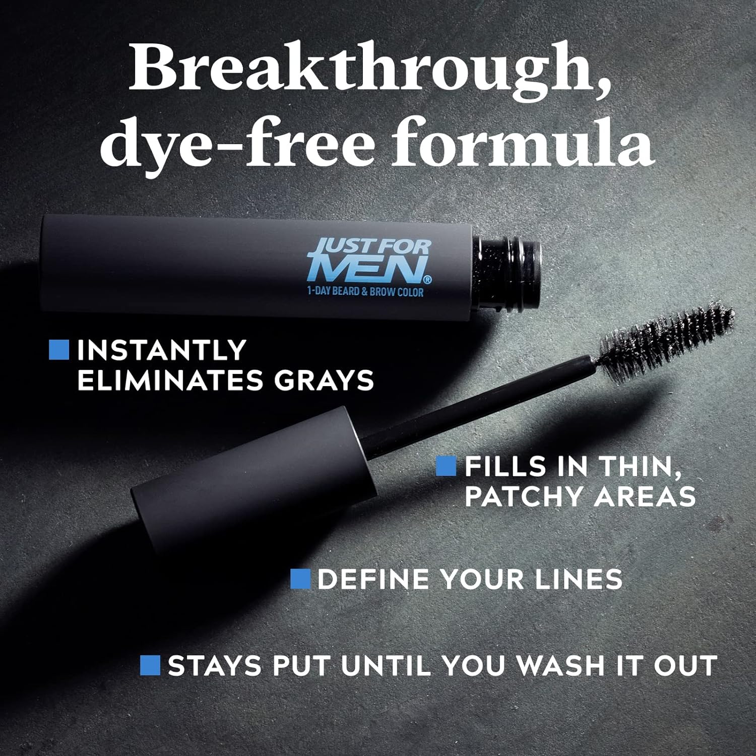 Just For Men 1-Day Beard and Brow Colour Brush, For Instant 1-Step Grey Coverage, Brush-In, Wash-Out, For A Thicker Well-Defined Look, Dark Brown-3