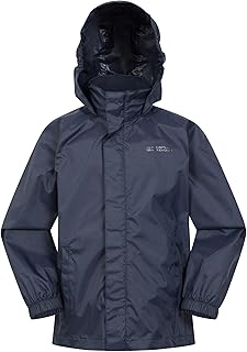 Mountain Warehouse Pakka Kids Waterproof Jacket - Wind Resistant, Lightweight,Breathable Rain Coat for Girls & Boys, Packaway Bag - For Rain, Autumn, Winter