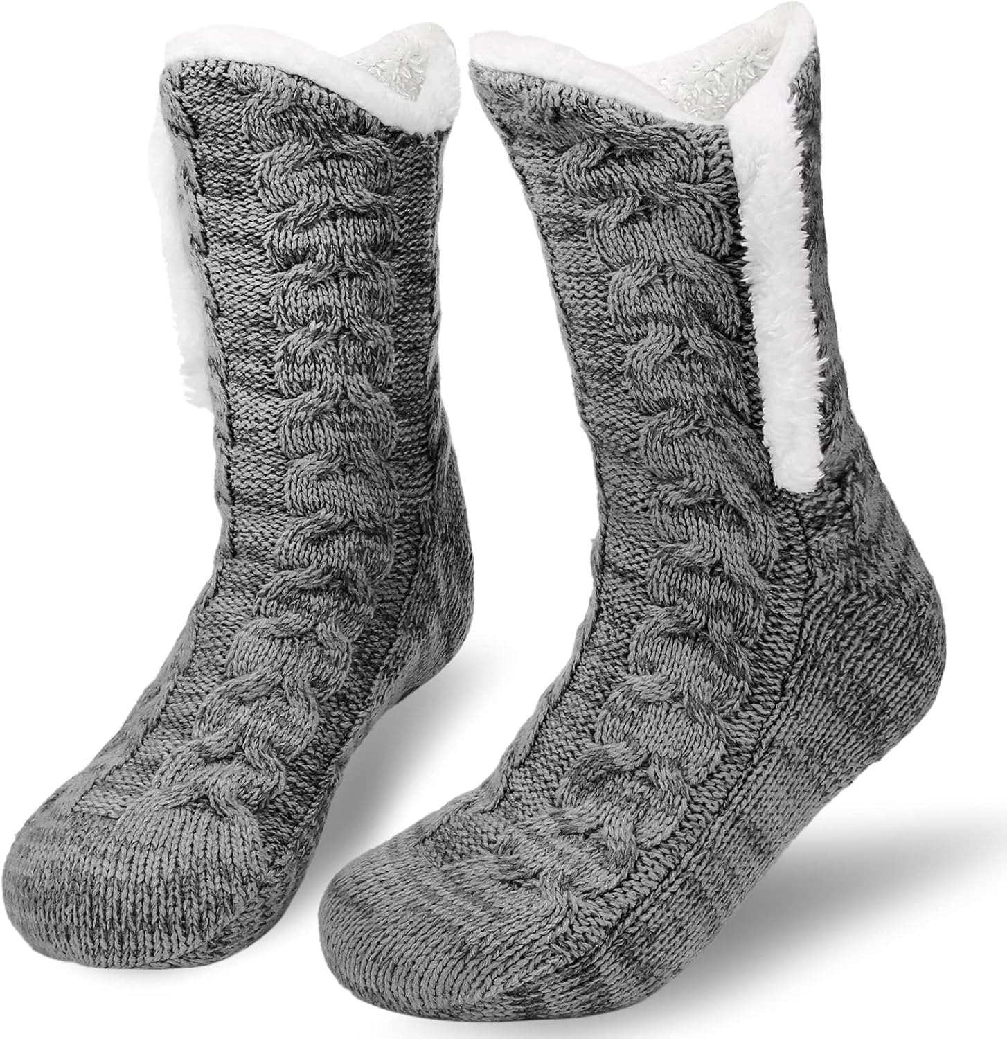 Niofind Slipper Fluffy Socks for Women Men, Thermal Socks Knitted Socks Christmas Socks, Winter Fuzzy Bed Slipper Socks With Grippers, One Size Non Slip-0