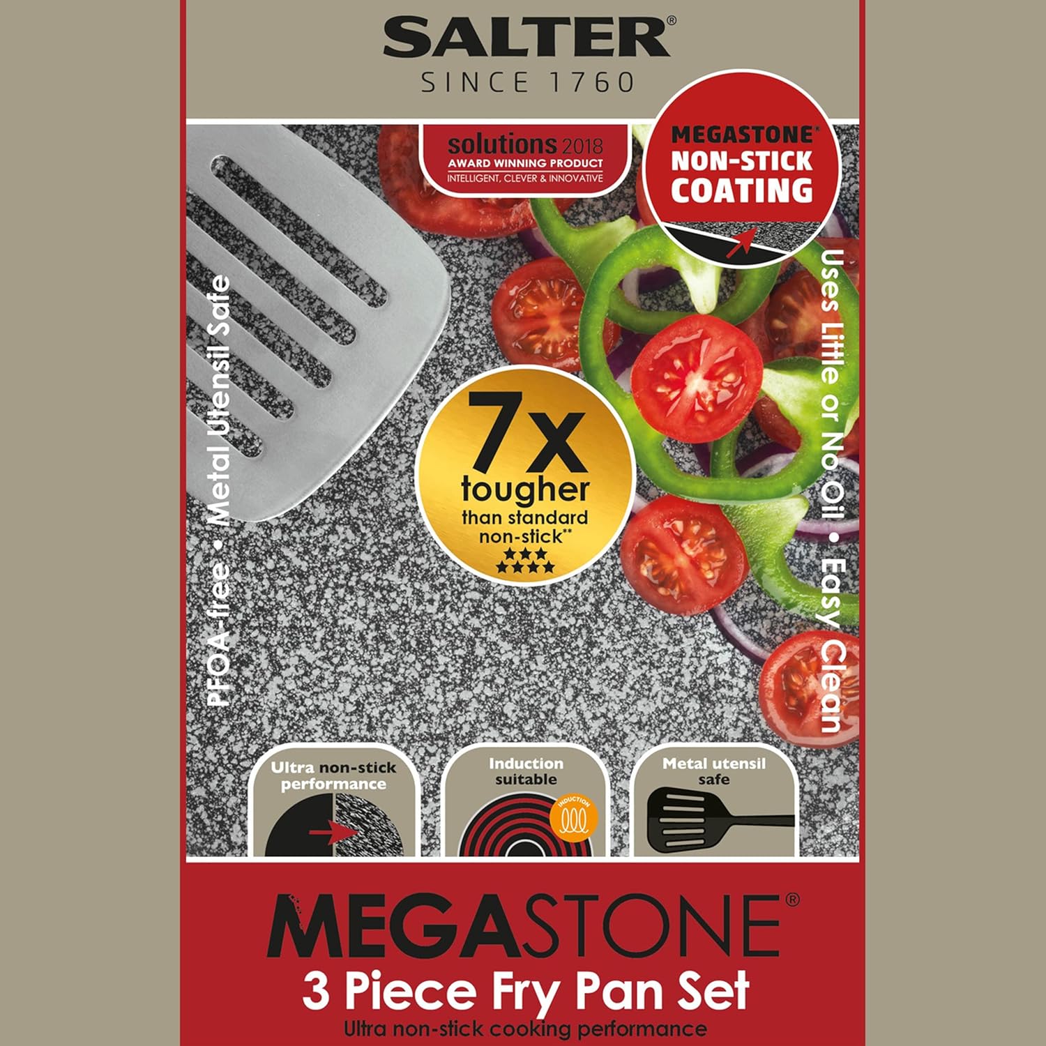 Salter COMBO-8207A Megastone Non-Stick Frying Pan Set, 3 Piece Pan Set, 20/24/28 cm, Forged Aluminium Cookware, Dishwasher & Metal Utensil Safe, Use Little or No Oil for Healthier Meals, PFOA-Free-2