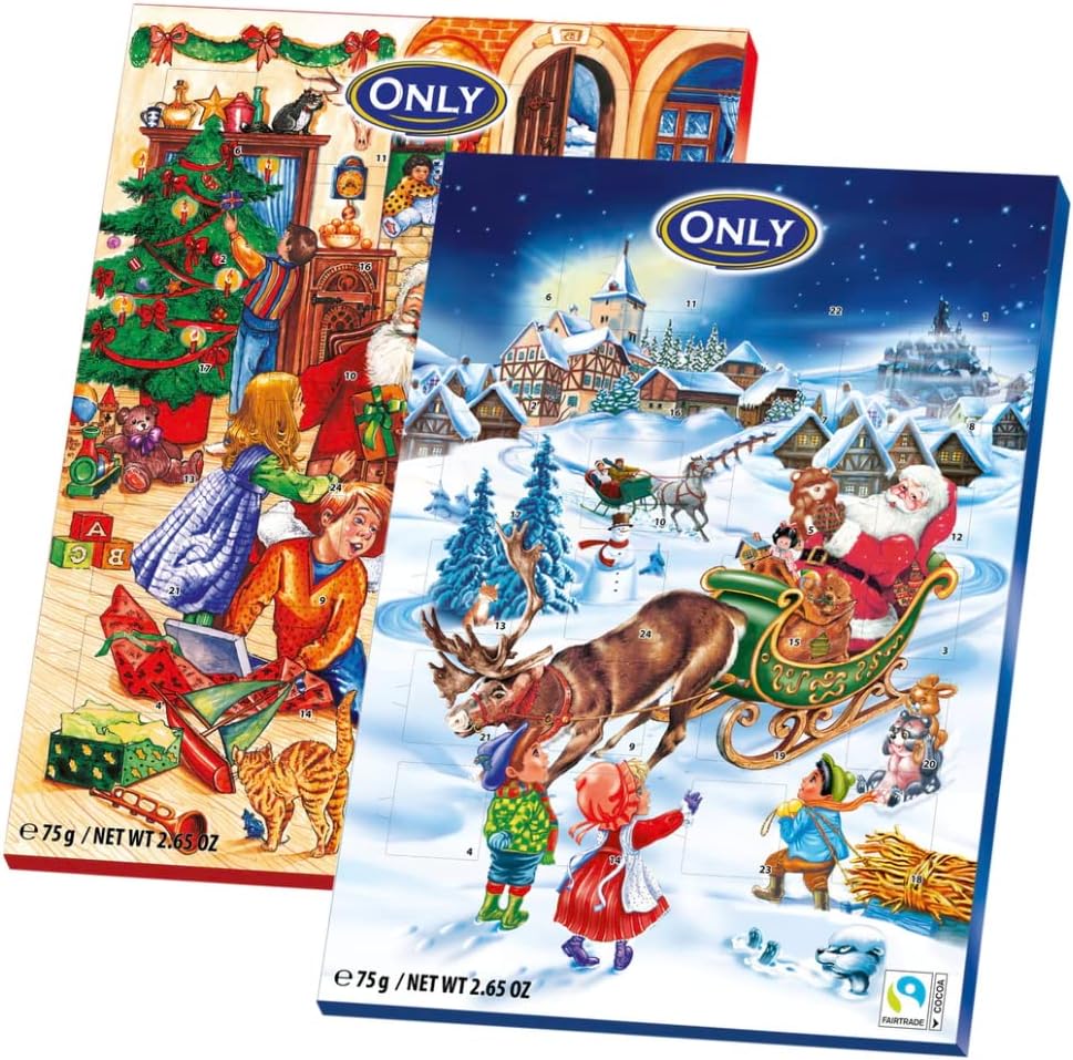 Kids Advent Calendar - Christmas Chocolate Advent Calendar - 2 Pack - Santa's Grotto And Winter Wonderland - 2 x 40g - 2 x 24 Chocolates - Christmas Countdown - 2 X 75 g-0