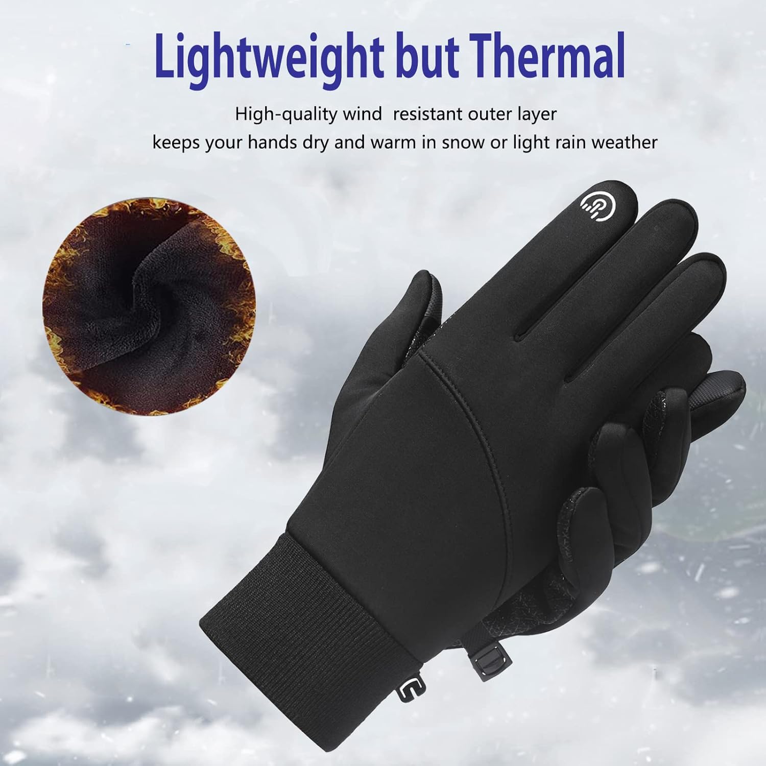 CRAZY SHARK Winter Thermal Gloves, Windproof Water-Resistant Gloves Anti-slip Touch Screen Cycling Gloves for Men Women Hiking Climbing Riding Bike Outdoor Sports-1