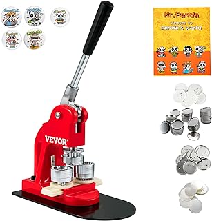 VEVOR Button Maker Machine, 25mm (1 inch) Badge Punch Press Kit, Children DIY Gifts Pin Maker, Button Making Supplies with 500pcs Button Parts & Circle Cutter & Magic Book