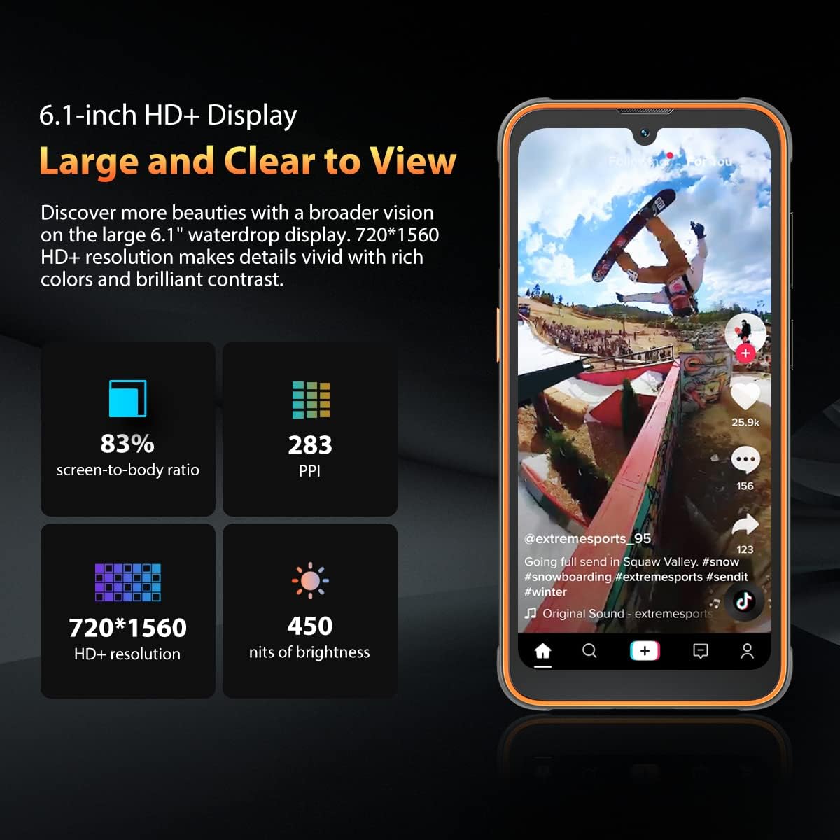 IP68 Rugged Mobile Phone Blackview BV5200, ArcSoft® 13MP+5MP, 4GB+32GB(1TB Extension), Android 12 DUAL SIM Free Waterproof Smartphone Unlocked, 6.1'' HD+, 5180mAh Battery, MIL-STD-810H, NFC GPS Orange-5