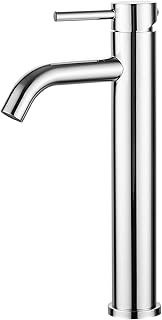 Ibergrif Tall Basin Mixer Tap, Bathroom Sink Mixer Tap, Countertop Sink Tap, High Rise Single Lever Stainless Steel M11203