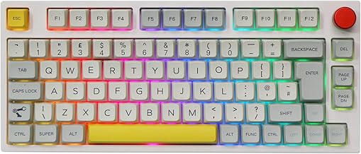 EPOMAKER Theory TH80 PRO 75% ISO(UK) Hot Swap RGB 2.4Ghz/Bluetooth 5.0/Wired Mechanical Keyboard with MDA PBT Keycaps, 4000mah Battery, Knob Control for WIN/Mac/PS4/PS5/Xbox (Flamingo Switch)