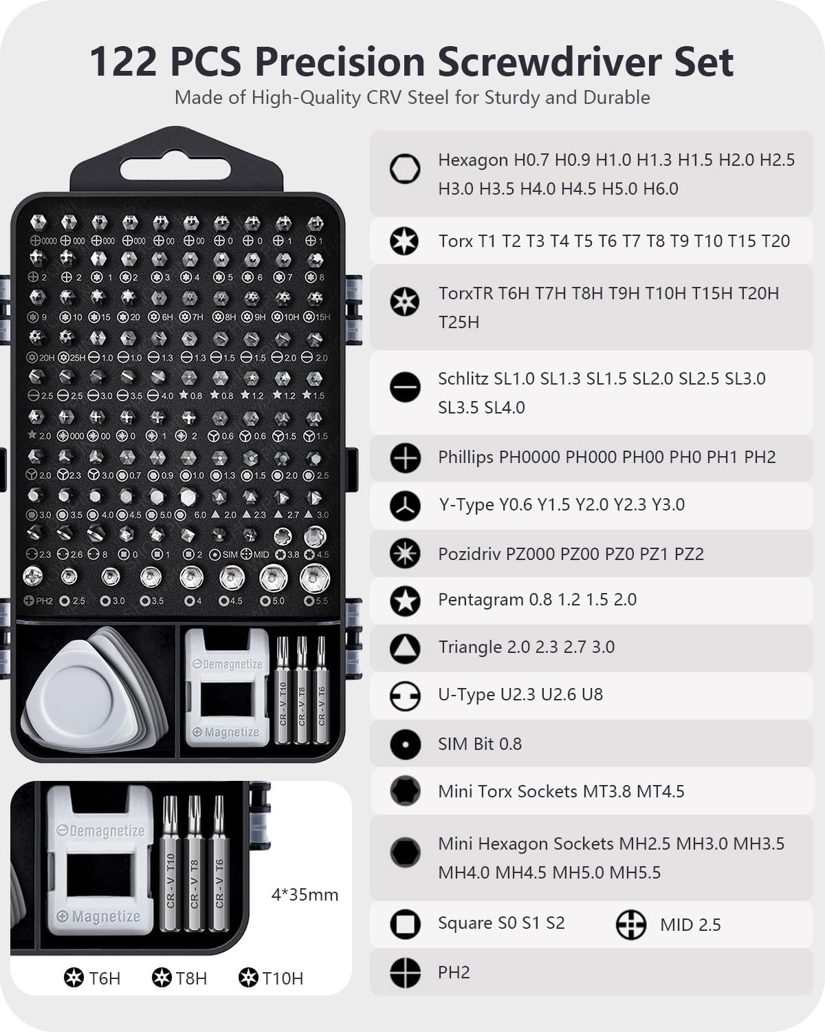 TOPWAY PC Precision Screwdriver Set: 122 PCS Electronics Repair Tool Kit Mini Magnetic Screwdriver Kit for Computer Laptop iPhone MacBook-1