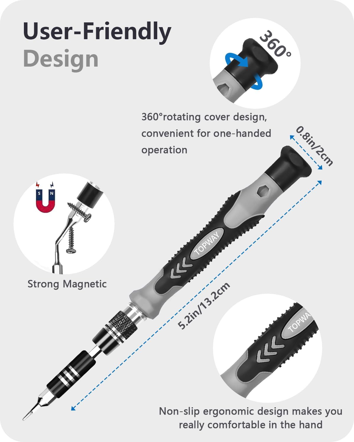 TOPWAY PC Precision Screwdriver Set: 122 PCS Electronics Repair Tool Kit Mini Magnetic Screwdriver Kit for Computer Laptop iPhone MacBook-2