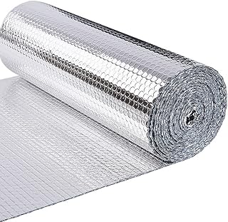 VOUNOT Insulation Roll Radiator Foil 10m x 60cm x 3mm, Double Aluminum Bubble Heat Thermal Reflector Panels