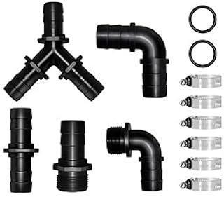 Longrun Hose Fittings Pond Hose Adapter, Garden Hose Quick Connect Male 1.2" NPT x 1" Barb Fitting, Pipe Fitting Hose Connector for Pool Spillway Waterfall Fountain Tube with 6 Clamps-11 Pieces Set