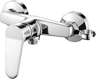 Ibergrif Shower Mixer Valve Wall Mounted, Shower Faucet Single Lever Shower Mixer Bar, with Shower Head Holder, Chrome Finished, Silver M12059-1