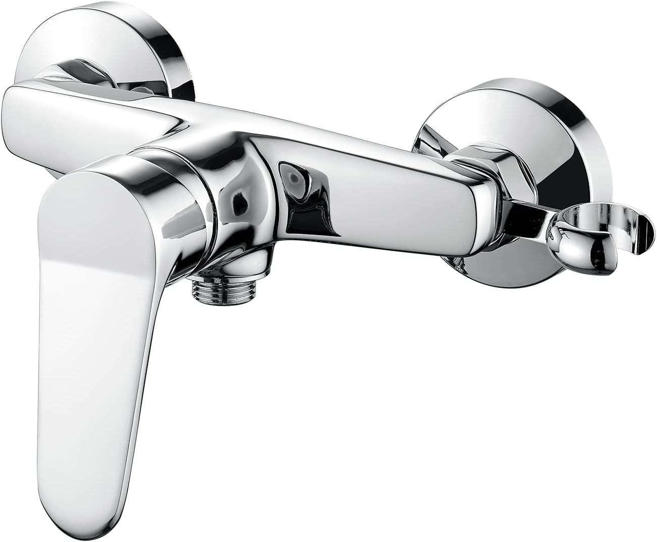 Ibergrif Shower Mixer Valve Wall Mounted, Shower Faucet Single Lever Shower Mixer Bar, with Shower Head Holder, Chrome Finished, Silver M12059-1-0