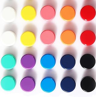 PYJLBX Fridge Magnets, 20 Pack 10 Colors Magnets Strong Magnets Heavy Duty Whiteboard Magnets, Round Mini Small Magnets Colourful Fridge Magnets for Adults, for Crafts,Whiteboard,Fridge,Notice Boards