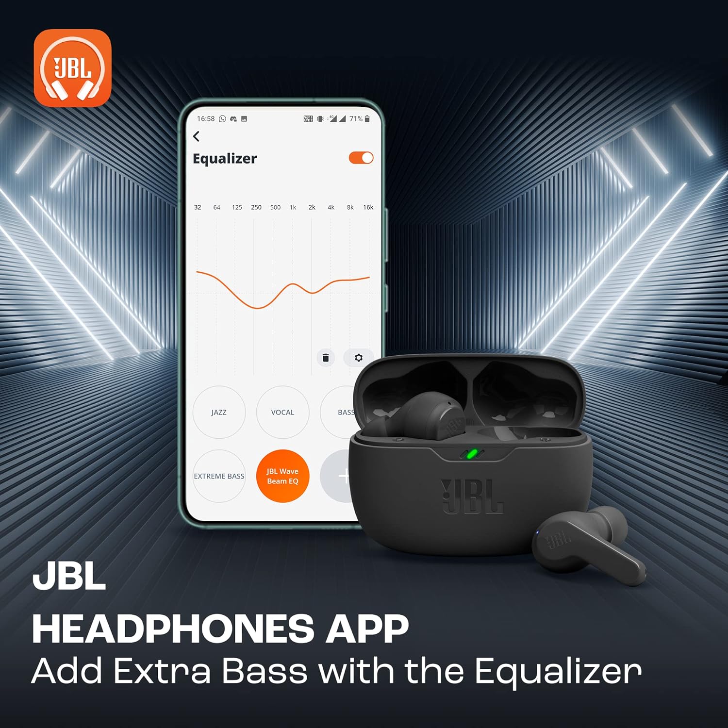 JBL Wave Beam In-Ear Wireless Earbuds with IP54 and IPX2 Waterproofing, Hands-Free Calling and 32-Hour Battery Life, Black-3