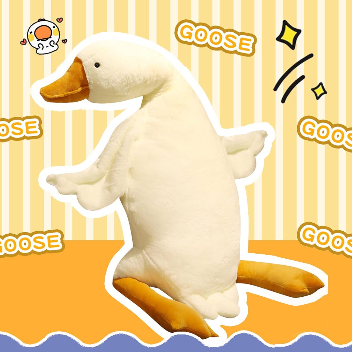 Great Stuffed White Duck, Giant Animal Goose Plush Huge Cute Doll Toy with Long Neck Soft Big Fluffy Swan Sleeping Gifts Birthday Favor for Kids Home Babies Toddlers 90CM-5