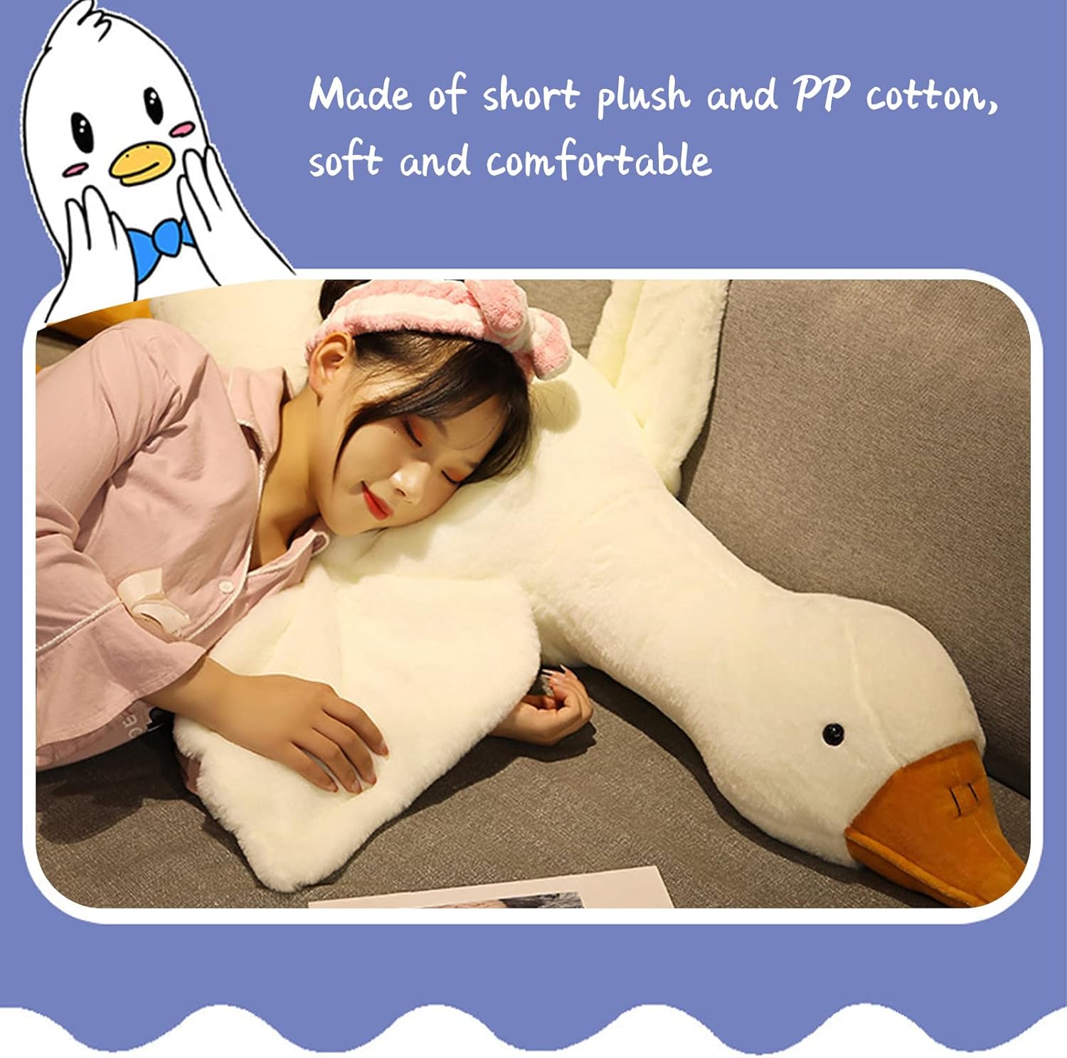 Great Stuffed White Duck, Giant Animal Goose Plush Huge Cute Doll Toy with Long Neck Soft Big Fluffy Swan Sleeping Gifts Birthday Favor for Kids Home Babies Toddlers 90CM-6