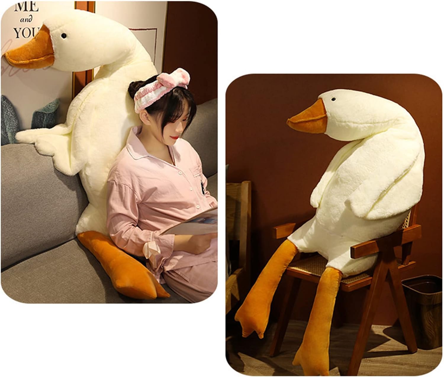 Great Stuffed White Duck, Giant Animal Goose Plush Huge Cute Doll Toy with Long Neck Soft Big Fluffy Swan Sleeping Gifts Birthday Favor for Kids Home Babies Toddlers 90CM-8