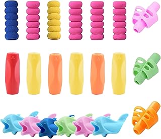 Udewo 21 PCS Pencil Grips, Silicone Pen Grips Pencil Holder Grip Finger Pencil Grips Foam Pen Writing Aid Grip Set Training Pencil Grips Finger Space Writing Tool for Kids Children Adult Handwriting