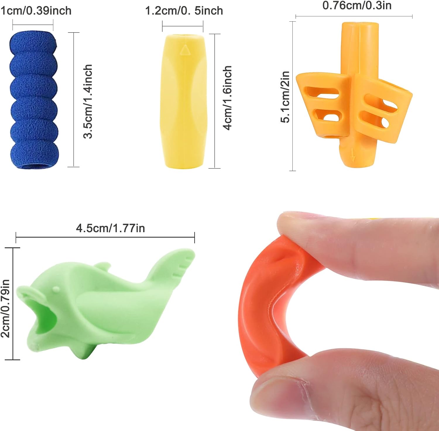 Udewo 21 PCS Pencil Grips, Silicone Pen Grips Pencil Holder Grip Finger Pencil Grips Foam Pen Writing Aid Grip Set Training Pencil Grips Finger Space Writing Tool for Kids Children Adult Handwriting-1