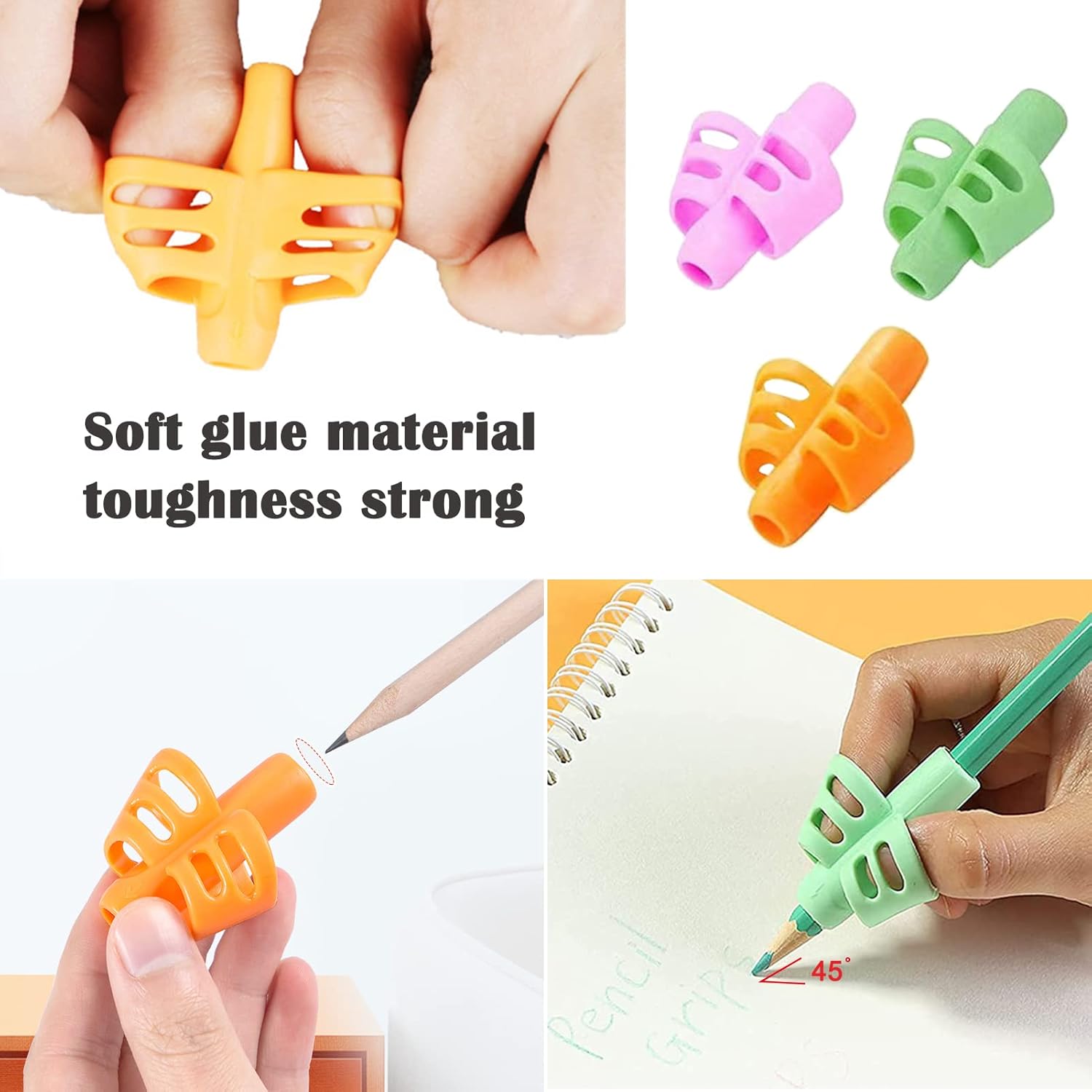 Udewo 21 PCS Pencil Grips, Silicone Pen Grips Pencil Holder Grip Finger Pencil Grips Foam Pen Writing Aid Grip Set Training Pencil Grips Finger Space Writing Tool for Kids Children Adult Handwriting-3