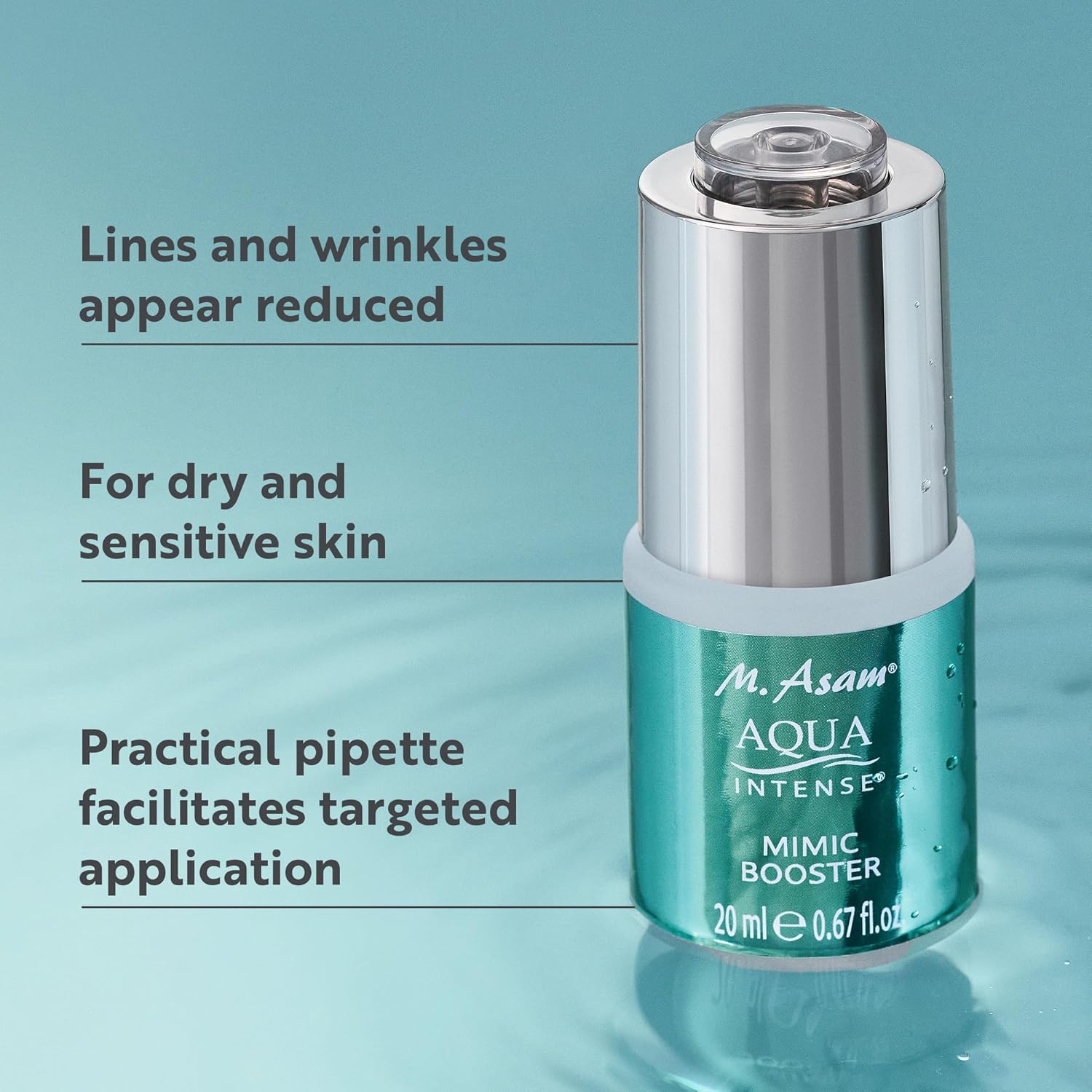 M. Asam AQUA INTENSE Mimic Booster Serum (0.67 Fl Oz) – Facial moisturizer with hyaluronic acid & high-tech peptide for targeted smoothing of expression lines, fragnance-free and vegan-1