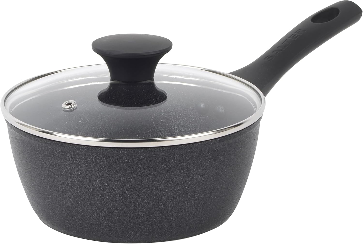 Salter BW09323 Megastone Noir 18cm Forged Aluminium Saucepan, Non-Stick, Suitable for All Hob Types Including Induction, Dishwasher & Metal Utensil Safe, PFOA Free, (BW09323SA)-0