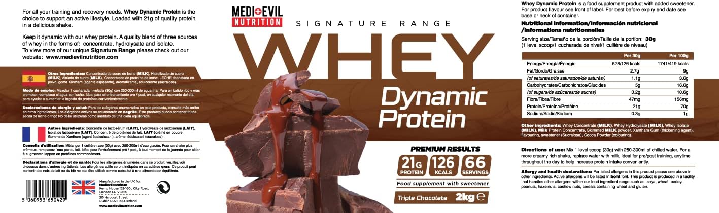 Medi-Evil Nutrition Whey Dynamic Protein, Triple Chocolate Flavour, 2kg Whey Protein Powder for Muscle Building, Vegetarian | 66 Servings-6