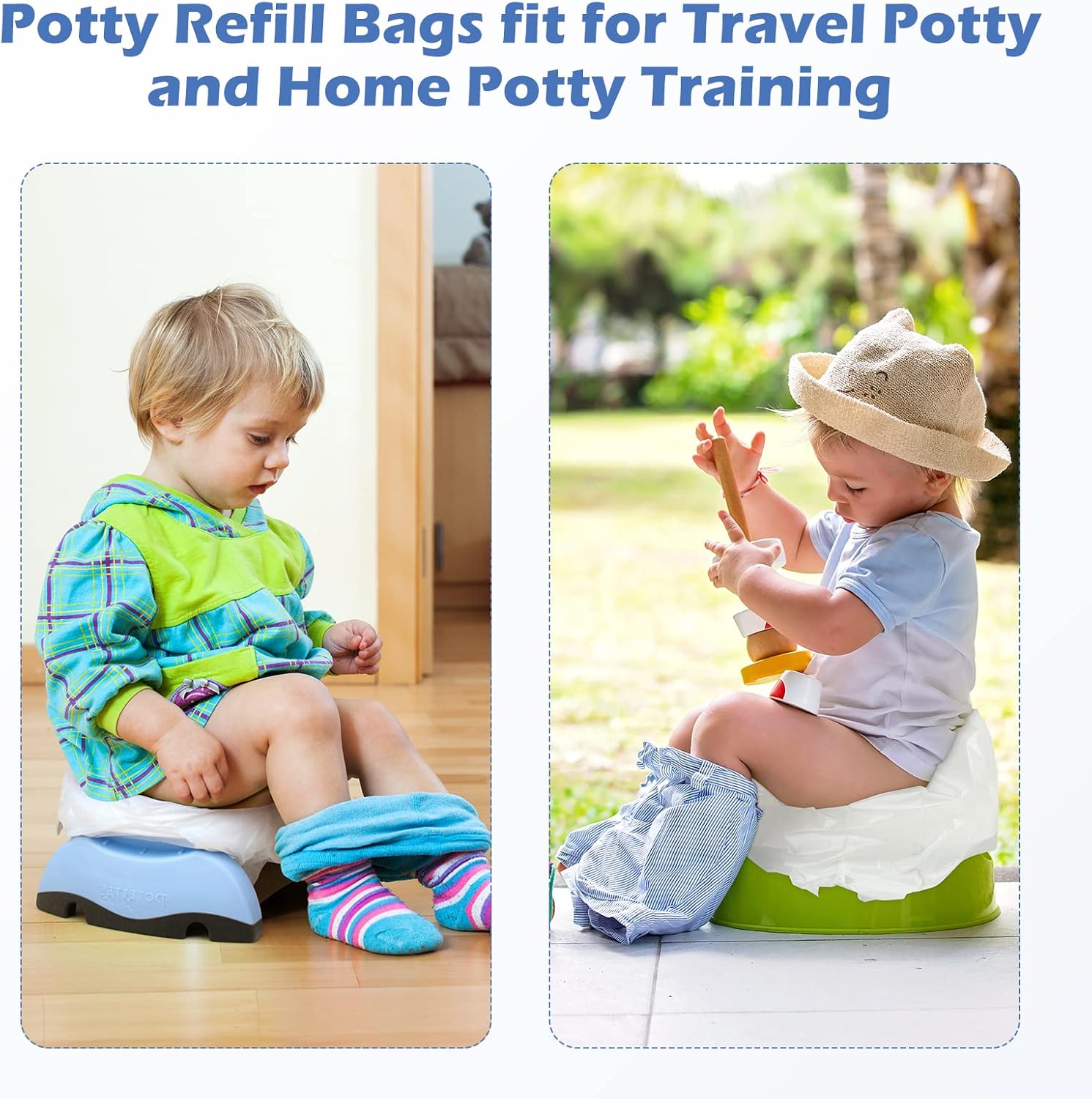 80 Packs Disposable Potty Bags for Travel Potty with Drawstring, Maliton Travel Potty Liners fit OXO Tot 2-in-1 Go Potty, Universal Potty Training Bags for Toddler Kids Adults Pets Outdoors Long Trip-1