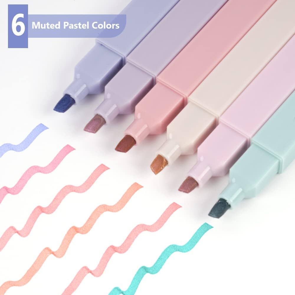 Vicloon Pastel Highlighter, 6 Pack Highlighter Markers, Bible Highlighter Marker Color Highlighters with Chisel and Fine Tips for Bible Journaling Notes School Office Supplies (A)-3