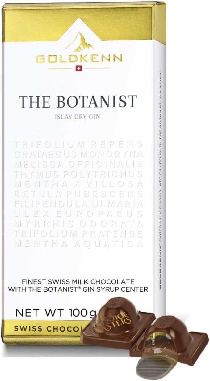 Goldkenn The Botanist Islay Dry Gin Chocolate Gift - Finest Swiss Milk Chocolate With The Botanist Gin Syrup Centre - Swiss Chocolate Liquor-0