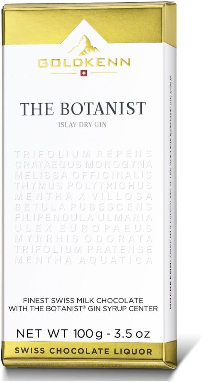 Goldkenn The Botanist Islay Dry Gin Chocolate Gift - Finest Swiss Milk Chocolate With The Botanist Gin Syrup Centre - Swiss Chocolate Liquor-1