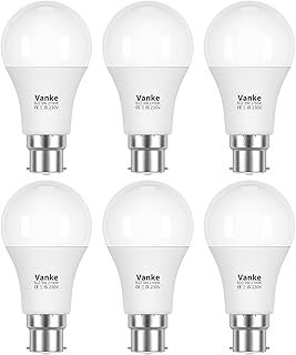 Vanke Bayonet Light Bulb, 9w (60w Equivalent), 2700K Warm White B22 LED Bulbs, 806 Lumen, Non-Dimmable, Pack of 6