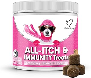 NutriPaw All-Itch Immunity Treats For Dogs - Soothe Itchy Paws, Eyes, Ears, Skin - Stop Itching, Licking, Scratching - Perfect for Small, Medium & Large Dogs - Supports Seasonal Itching