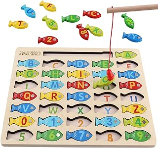 NASHRIO Fishing Toys for Toddlers - Fine Motor Skills Toys for 3 Year Old C Fishing Game Puzzle with Numbers and Letters Fun and Interactive Fishing (small)