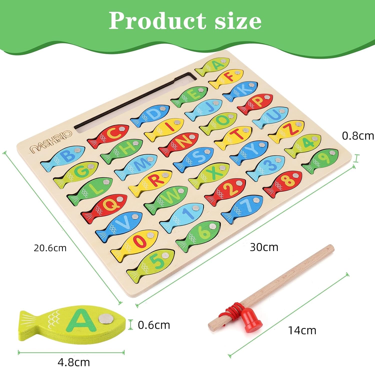 NASHRIO Fishing Toys for Toddlers - Fine Motor Skills Toys for 3 Year Old C Fishing Game Puzzle with Numbers and Letters Fun and Interactive Fishing (small)-3