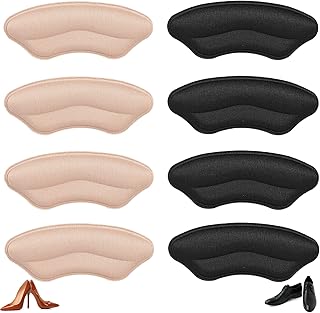 TOPBELIEF 8Pcs Heel Grips Shoe Heel Pads Heel Cushion Pads Self Adhesive Heel Cushion Inserts High Heel Cushion Pads Heel Liners for Women Men Most Shoes