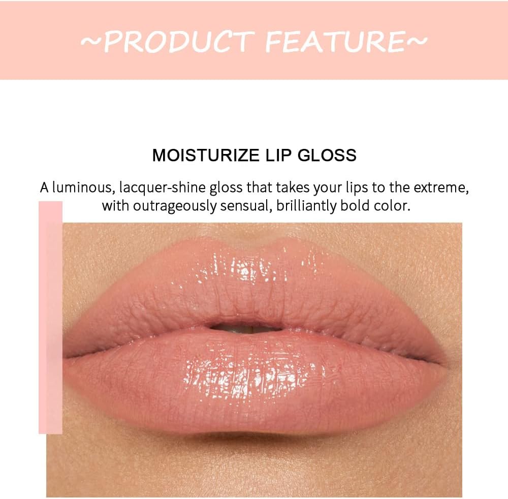 6Pcs Lip Oil Light Lip Gloss Set Moisturizing Lip Glow Oil Long Lasting Waterproof Liquid Lipstick Crystal Jelly Lip Tinted Liquid Lipstick for Girls and Women (Set A)-3