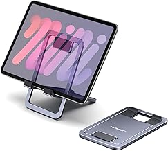 JSAUX Universal Tablet Stand, Portable Foldable Tablet Holder for Desk Compatible with iPad Mini, Samsung Galaxy Tab, Kindle, Steam Deck OLED, Switch, ROG Ally X, iPhone and Other Tablets-Gray