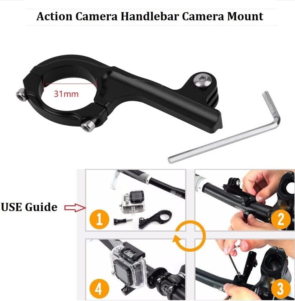 NASHnal Camera Motorcycle Mount, Handlebar Mount Clip for Bike Bicycle Moto Motorcycle Handlebar, Compatible with Gopro Hero 9 8 7 6 5 4 Session Fusion 3+ 3, and other Action Cameras-1