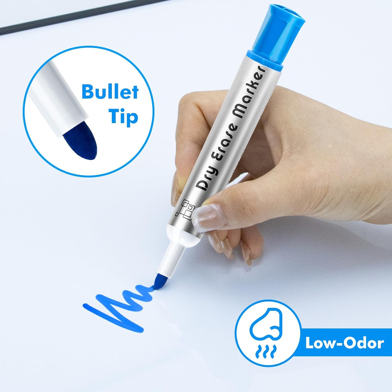 maxtek Whiteboard Markers Bullet Tip, Dry Wipe Pens for Whiteboard Flip Chart, Low Odor Whiteboard Pens, White Board Markers Erasable for School Office Home - Assorted Colours (Pack of 10)-1