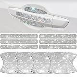 BetterJonny 10PCS Car Door Cup Protection Sticker, Universal Rhinestone Car Door Edge Protector Bling Car Door Handle Protectors for for Car Door Handle (Silver)