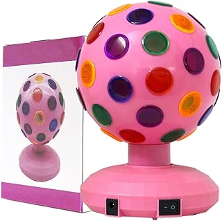 Disco Ball Lamp 360 Degree Motion Rotating Multi-Colored Changing Magic KTV Fash Light Great for Party Bar, Props, Home Decor, Dance, Stress Reliever or Dj Light Effect Christmas（Pink）