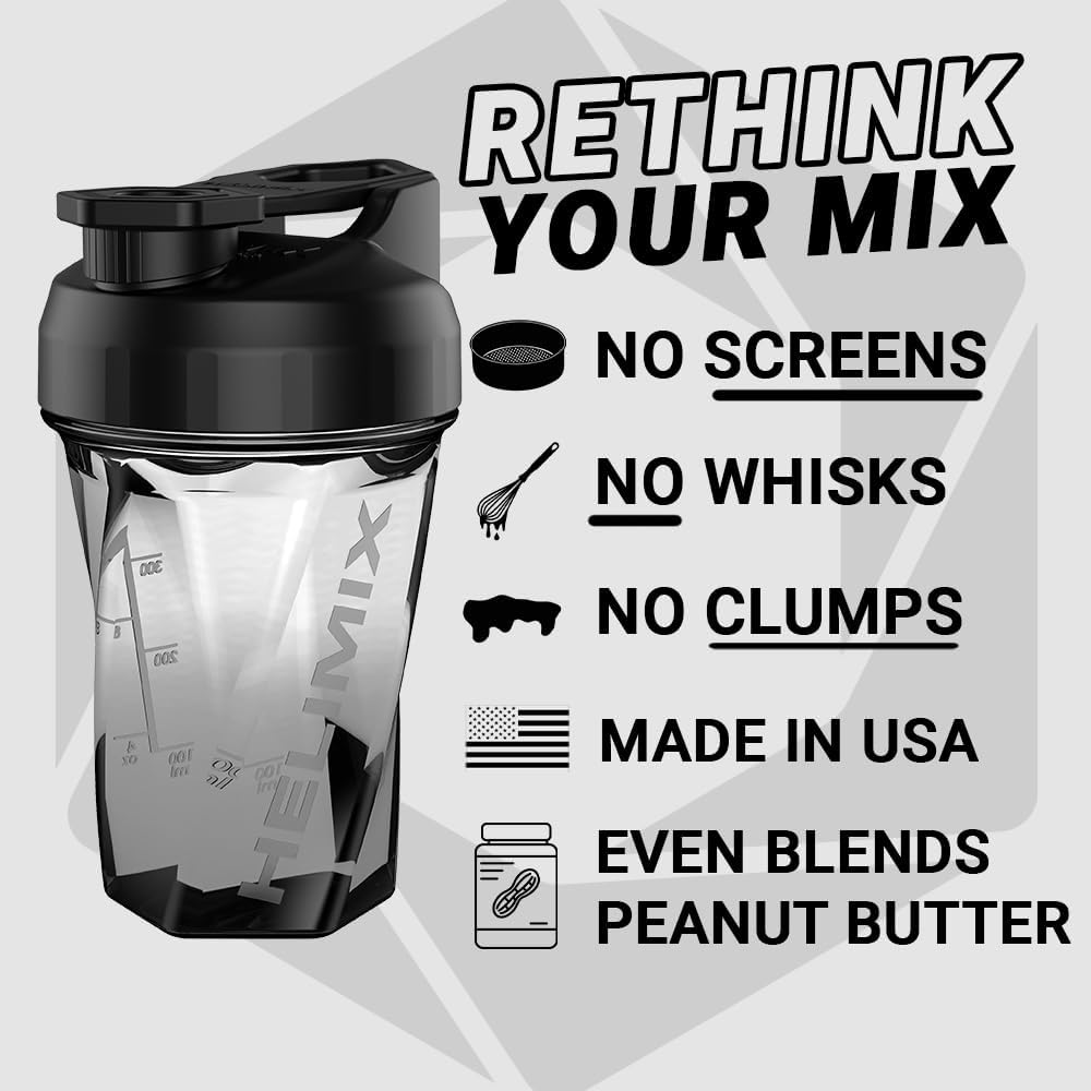 Helimix 1.5 Vortex Blender Shaker Bottle Upto 591 ml | No Blending Ball or Whisk | USA Made | Portable Pre Workout Whey Protein Drink Shaker Cup | Mixes Cocktails Smoothies Shakes | Top Rack Safe-1