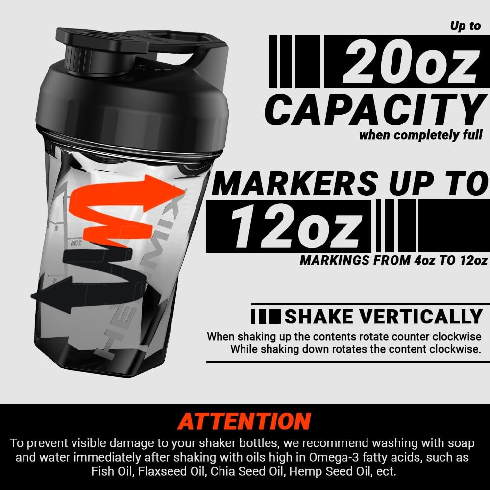 Helimix 1.5 Vortex Blender Shaker Bottle Upto 591 ml | No Blending Ball or Whisk | USA Made | Portable Pre Workout Whey Protein Drink Shaker Cup | Mixes Cocktails Smoothies Shakes | Top Rack Safe-4