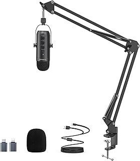 zealsound USB Microphone Kit, Condenser Podcast Mic Bundle for PC Phone Mac PS5, Gaming Microphone with Mute/Gain/Echo/Boom Arm for Twitch,Vocal Recording, Streaming,Voice Over, ASMR, YouTuber, k66S