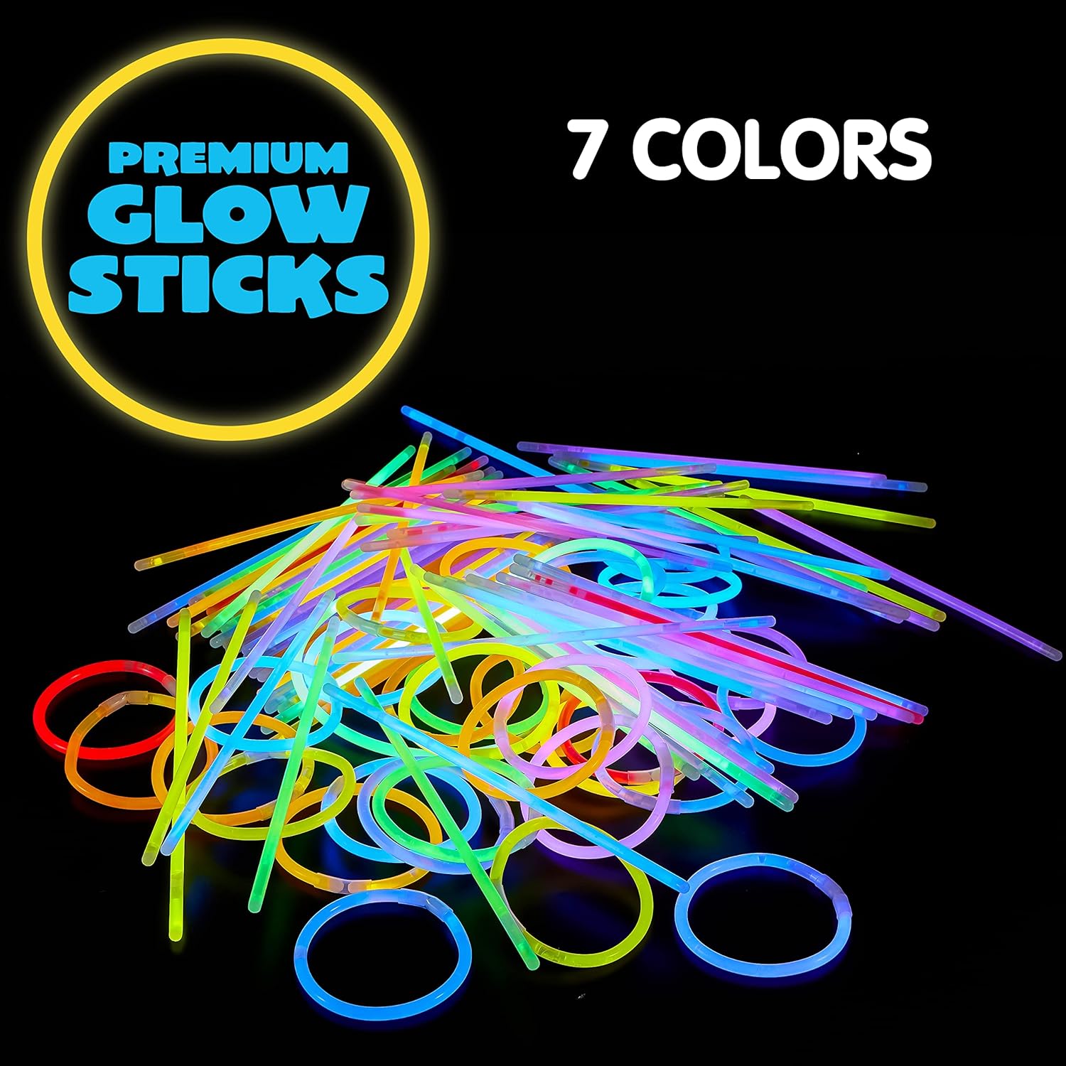 JOYIN 100 Pcs Glow Sticks Bulk 20cm Glowsticks, Glow Stick Bracelets Necklaces, Glow in the Dark Supplies, Accessories, Easter, Christmas, Halloween Party Supplies Pack-5