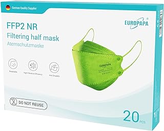 EUROPAPA® 20x FFP2 Fish Shape Masks Respirator Mask 4-Layer Dust Masks Hygienic Individually Packed Body Certified EN149 Face Mask EU2016/425